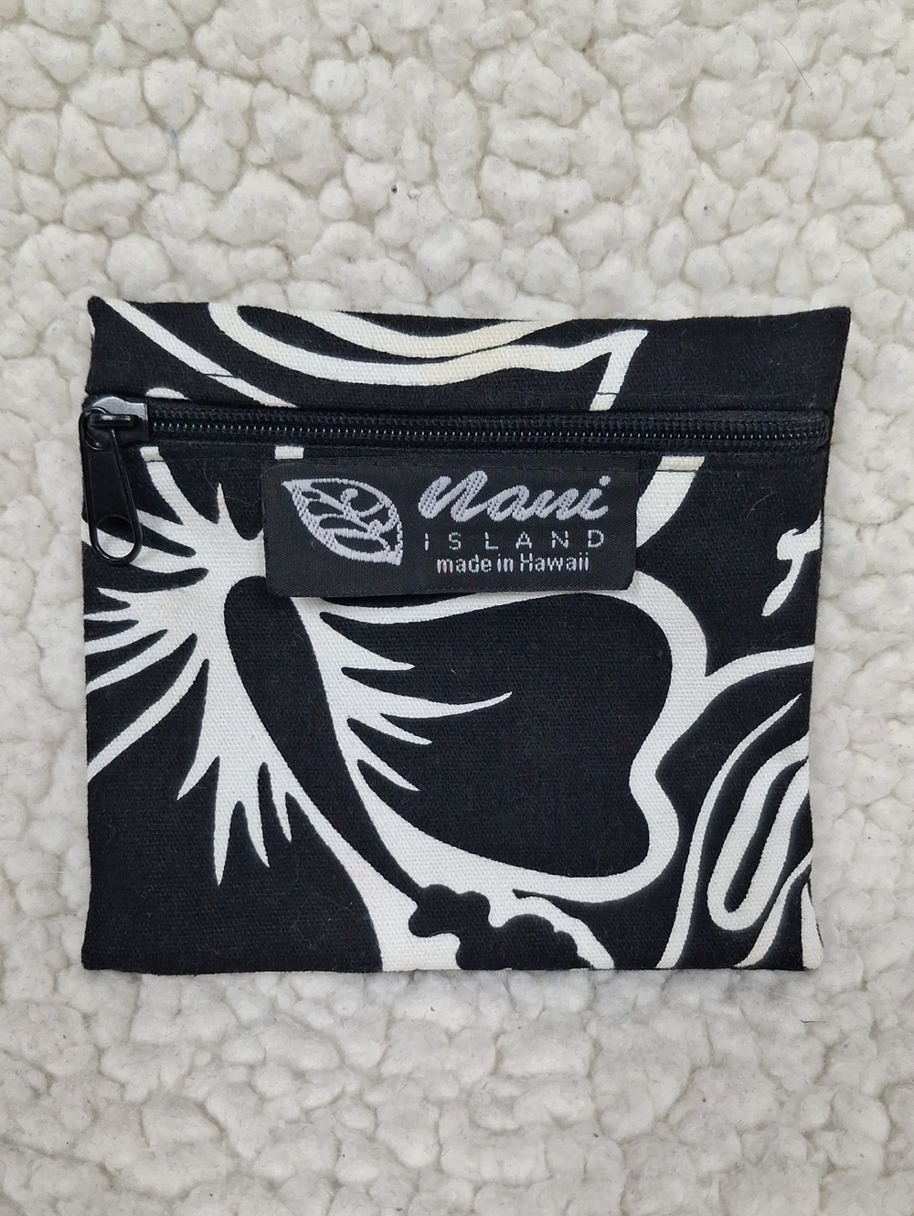 Black & White Floral Zip Coin Pouch
